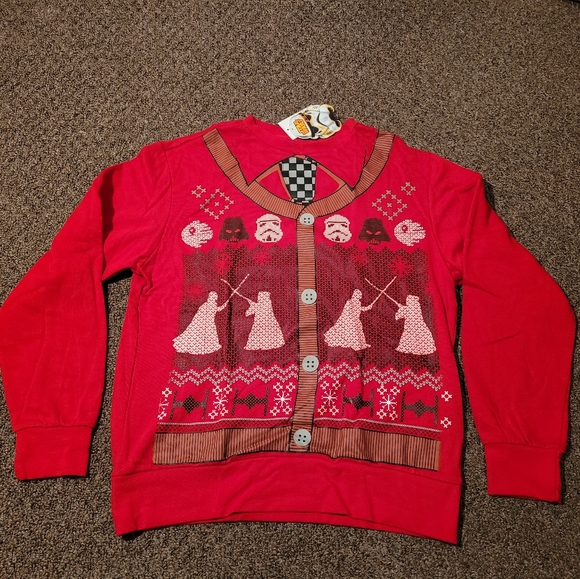 Disney Star Wars Darth Vader Obi-Wan Keobi Christmas Crewneck Sweater - Picture 1 of 3